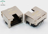 Female Low Profile RJ45 Connector R / A Offset / Overhangs PCB Thru - Hole Mounting